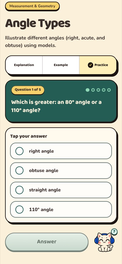 SIBOL lesson screen in Kalma mode with a plain, calm layout